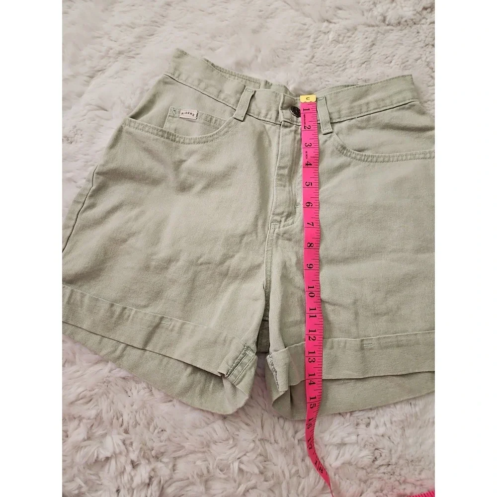 VTG 90s Denim Riders High Waisted Sage Green Shorts Women's Size 6M 26